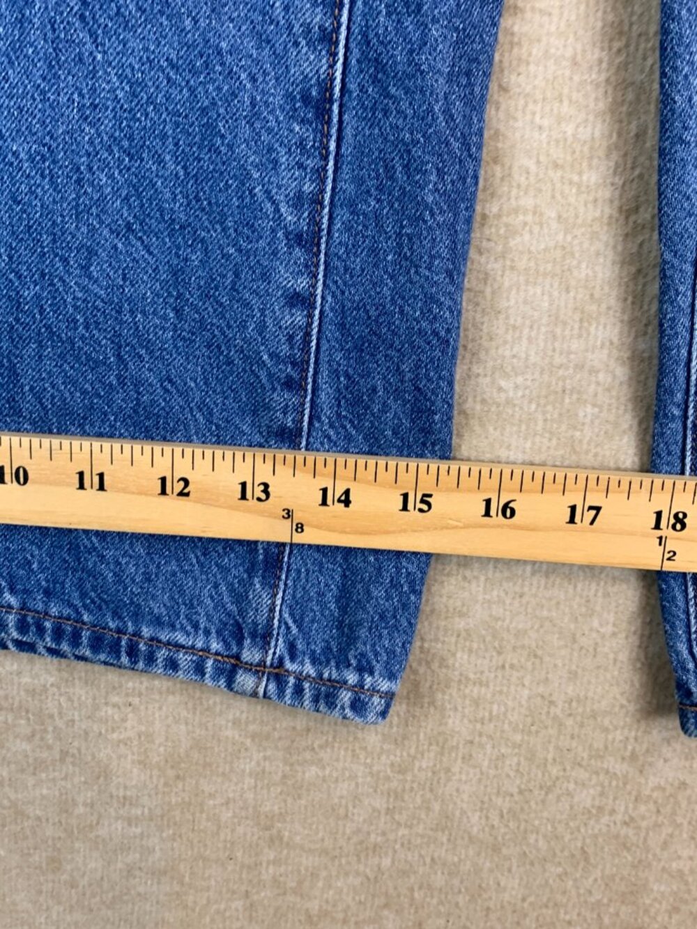 Madewell Wide Sweep Trousers Size 33 Blue Denim Wide Leg Flare 100% Cotton - Picture 6 of 12